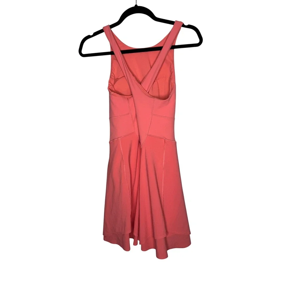 Lululemon Court Crush Dress Coral Pink Tennis Athletic Mini Dress Cross Back 8